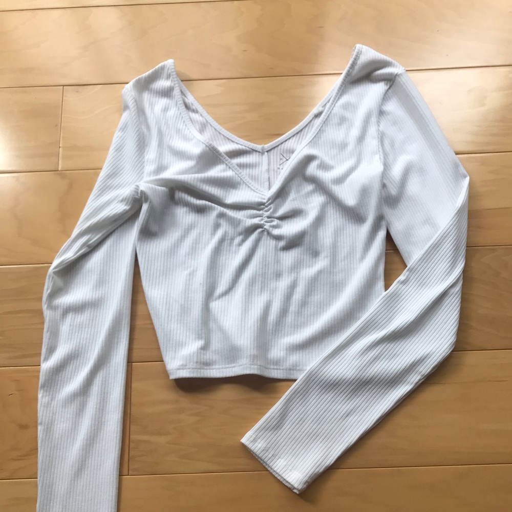 Pacsun long sleeve white cropped top